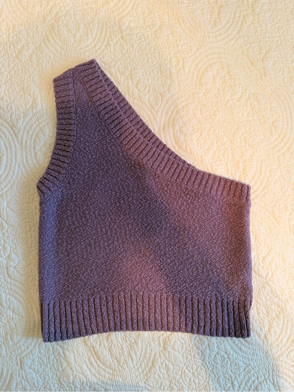 Purple Madewell Knit Off Shoulder Crop Top Size S Cotton Blend